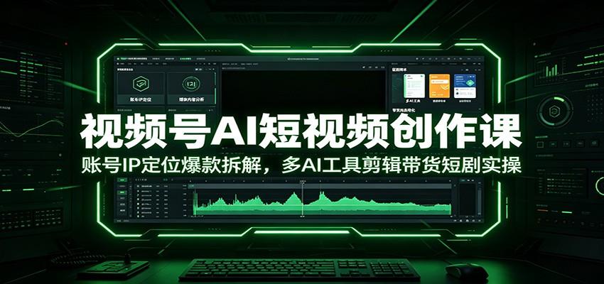 视频号AI短视频创作课:账号IP定位爆款拆解,多AI工具剪辑带货短剧实操