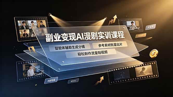 副业变现AI漫剧实训课程,智能体辅助生成分镜,参考素材批量出片,轻松制作流量短视频-三零资源