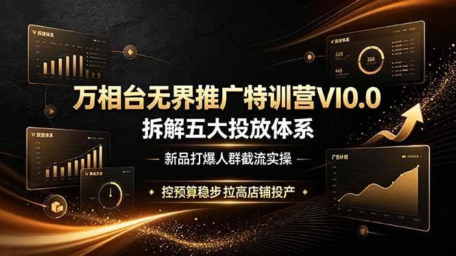 万相台无界推广特训营VI0.0，拆解五大投放体系，新品打爆人群截流实操，控预算稳步拉高店铺投产-三零资源