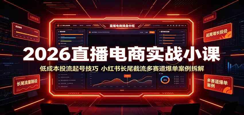 2026直播电商实战小课：低成本投流起号技巧，小红书长尾截流多赛道爆单案例拆解