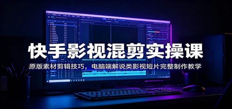 快手影视混剪实操课:原版素材剪辑技巧,电脑端解说类影视短片完整制作教学-三零资源