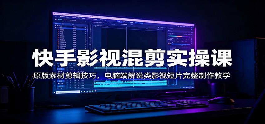 快手影视混剪实操课：原版素材剪辑技巧，电脑端解说类影视短片完整制作教学