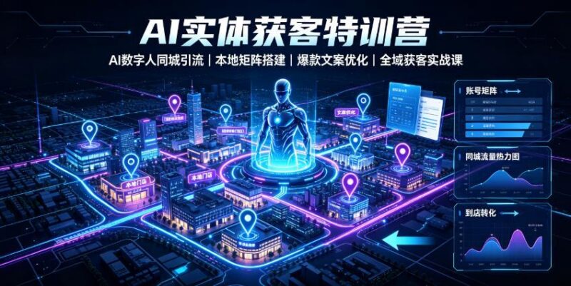 AI实体获客特训营|AI数字人同城引流、本地矩阵搭建、爆款文案优化全域获客实战课 三零资源-三零资源