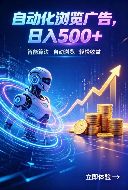 广告自动浏览项目，低投入长期收益全自动广告刷量，轻资产线上小项目【揭秘】-三零资源