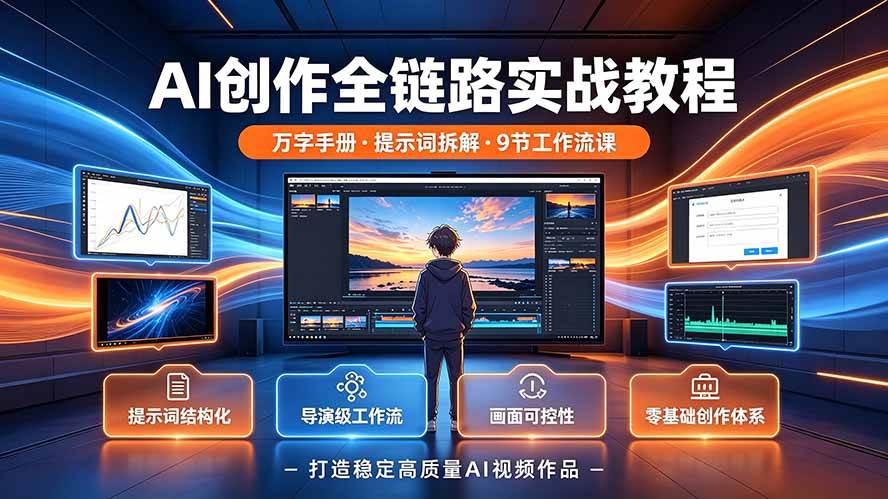 AI创作全链路实战教程|万字手册·提示词拆解·9节工作流课,打造稳定高质量AI视频作品