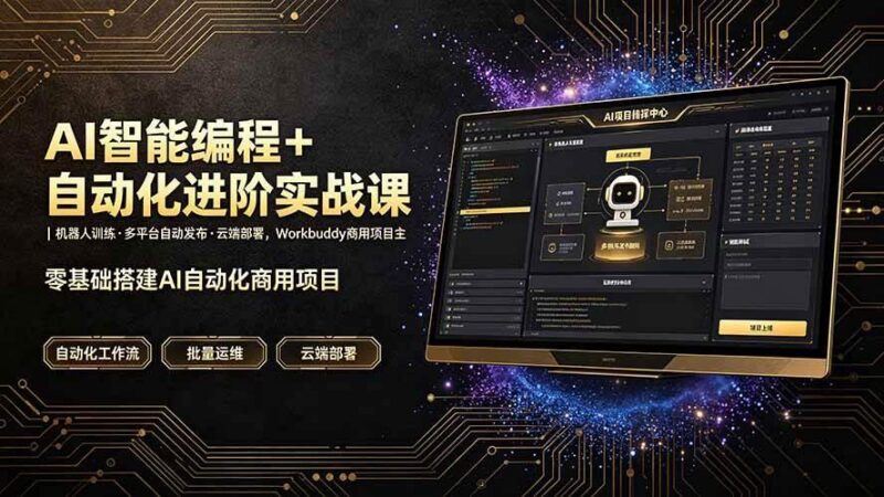 AI智能编程+自动化进阶实战课｜机器人训练·多平台自动发布·云端部署，Workbuddy商用项目全流程教学-三零资源