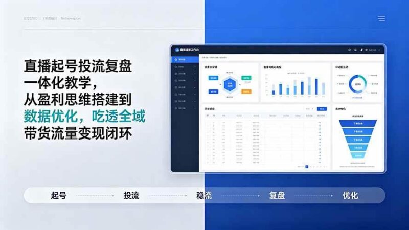 直播起号投流复盘一体化教学,从盈利思维搭建到数据优化,吃透全域带货流量变现闭环-三零资源