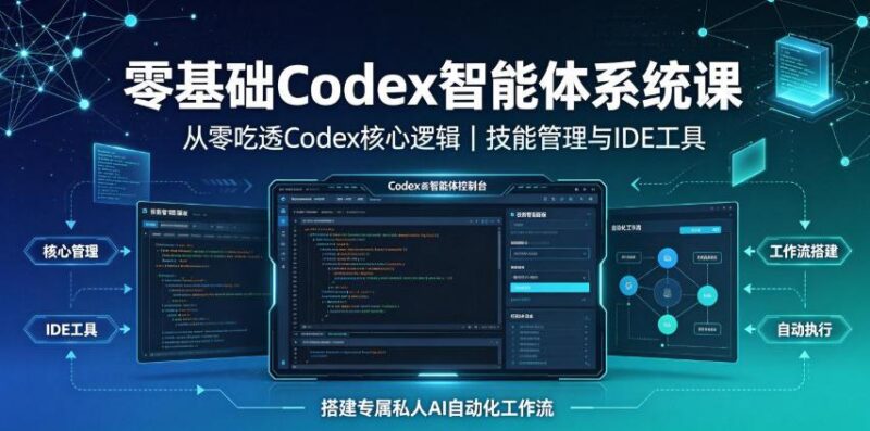 零基础Codex智能体系统课|从零吃透Codex核心逻辑、技能管理与IDE工具,搭建专属私人AI自动化工作流-三零资源