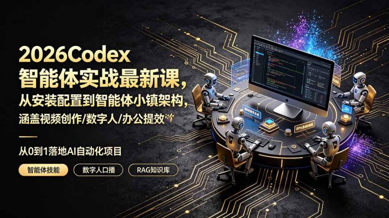 2026Codex智能体实战最新课,从安装配置到智能体小镇架构,涵盖视频创作/数字人/办公提效全技能 三零资源-三零资源