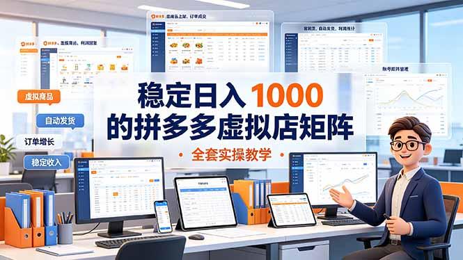 稳定日入 1000 的拼多多虚拟店矩阵，全套实操教学-三零资源
