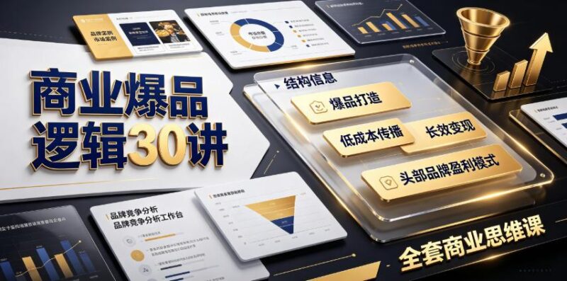 商业爆品逻辑30讲|拆解各行各业头部品牌盈利模式,吃透爆品打造、低成本传播、长效变现全套商业思维课 三零资源-三零资源