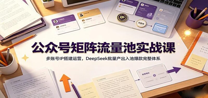 公众号矩阵流量池实战课:多账号IP搭建运营,DeepSeek批量产出入池爆款完整体系-三零资源