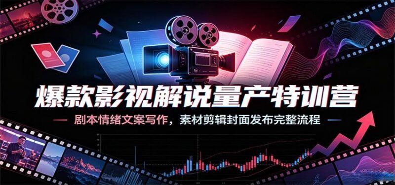爆款影视解说量产特训营:剧本情绪文案写作,素材剪辑封面发布完整流程-三零资源