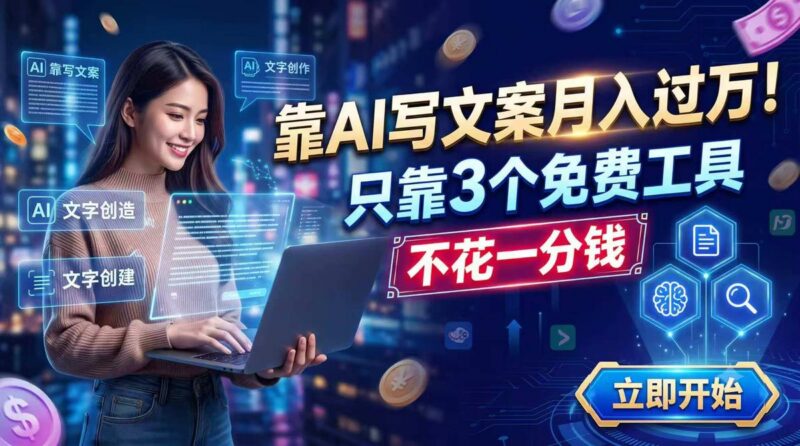 靠AI写文案月入过万,只靠3个免费工具,不花一分钱-三零资源
