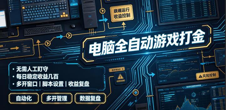 电脑全自动游戏打金，无需人工盯守，每日稳定收益几百！【揭秘】 三零资源-三零资源