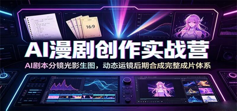 AI漫剧创作实战营:AI剧本分镜光影生图,动态运镜后期合成完整成片体系-三零资源
