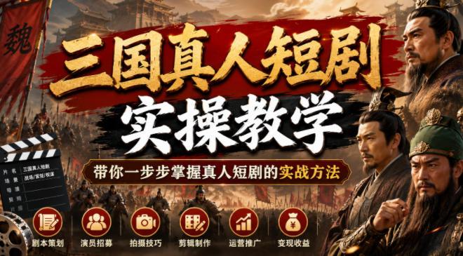 三国真人短剧实操教学,带你一步步掌握真人短剧的实战方法-三零资源