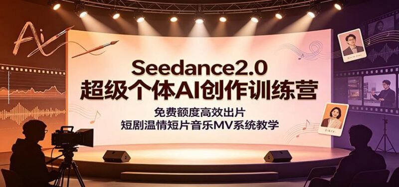 Seedance2.0超级个体AI创作训练营:免费额度高效出片,短剧温情短片音乐MV系统教学-三零资源