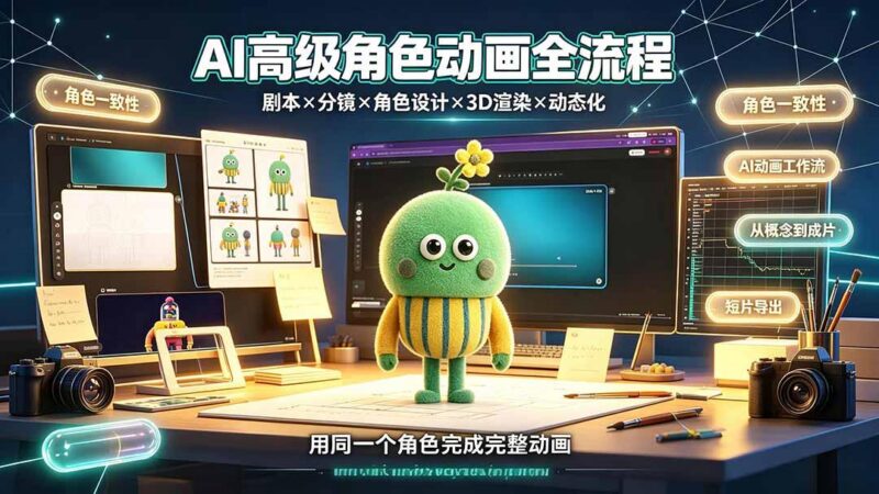 AI高级角色动画全流程:剧本×分镜×角色设计×3D渲染×动态化,从概念到成片一站式教学-三零资源
