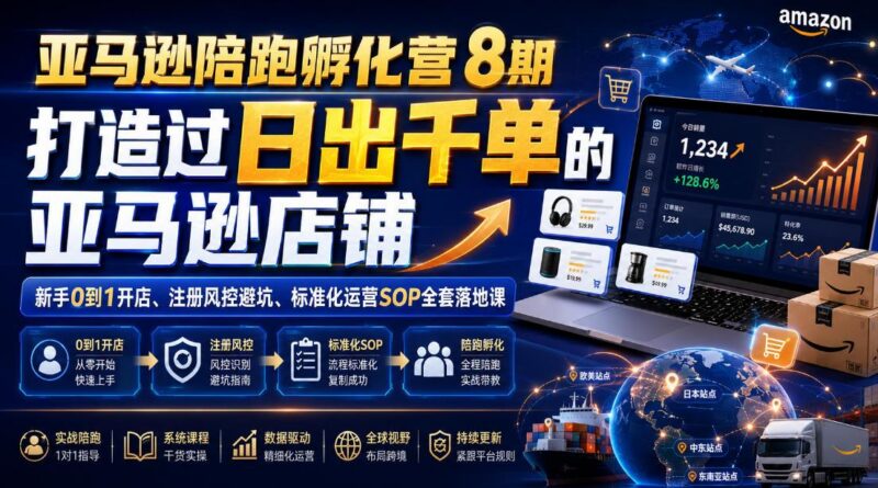 亚马逊陪跑孵化营8期,打造过日出千单的亚马逊店铺,新手0到1开店、注册风控避坑、标准化运营SOP全套落地课-三零资源