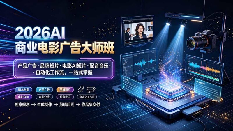 2026AI商业电影广告大师班:产品广告·品牌短片·电影AI短片·配音音乐·自动化工作流,一站式掌握-三零资源