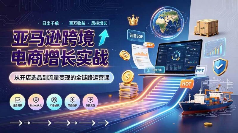 亚马逊0-1孵化特训营8期:从注册风控到稳定日出千单实战,规避审核封店风险,标准化执行流程落地-三零资源