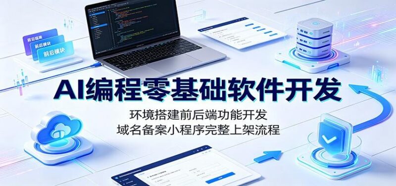 AI编程零基础软件开发:环境搭建前后端功能开发,域名备案小程序完整上架流程-三零资源
