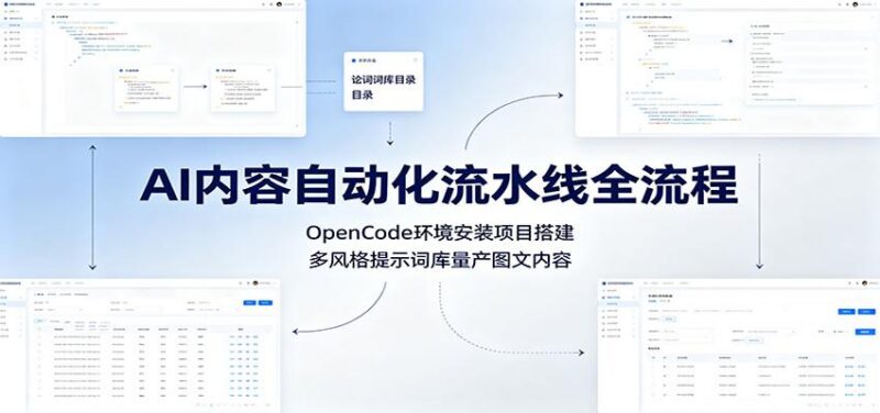 AI内容自动化流水线全流程：OpenCode环境安装项目搭建，多风格提示词库量产图文内容-三零资源