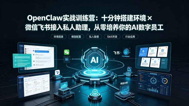 OpenClaw实战特训营:十分钟搭建环境×微信飞书接入私人助理,从零培养你的AI数字员工-三零资源