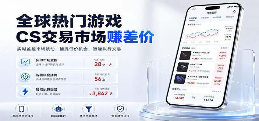 全球热门游戏CS交易市场赚差价,一个账号一部手机即可稳定运行,月入过万