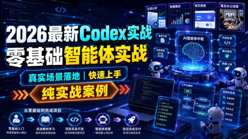 2026最新Codex实战零基础智能体实战,真实场景落地,快速上手,纯实战案例-三零资源