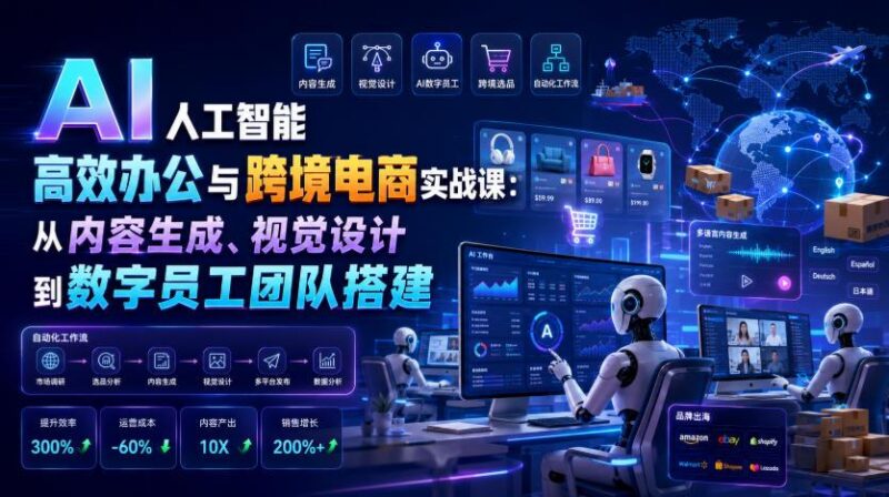 AI人工智能高效办公与跨境电商实战课:从内容生成、视觉设计到数字员工团队搭建 三零资源-三零资源
