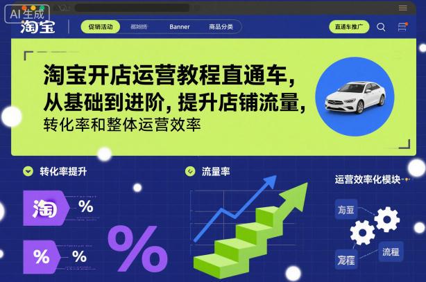淘宝开店运营教程直通车，从基础到进阶，提升店铺流量，转化率和整体运营效率(更新26年07月11日) 三零资源-三零资源