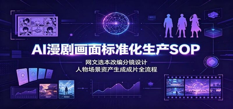 AI漫剧画面标准化生产SOP:网文选本改编分镜设计,人物场景资产生成成片全流程
