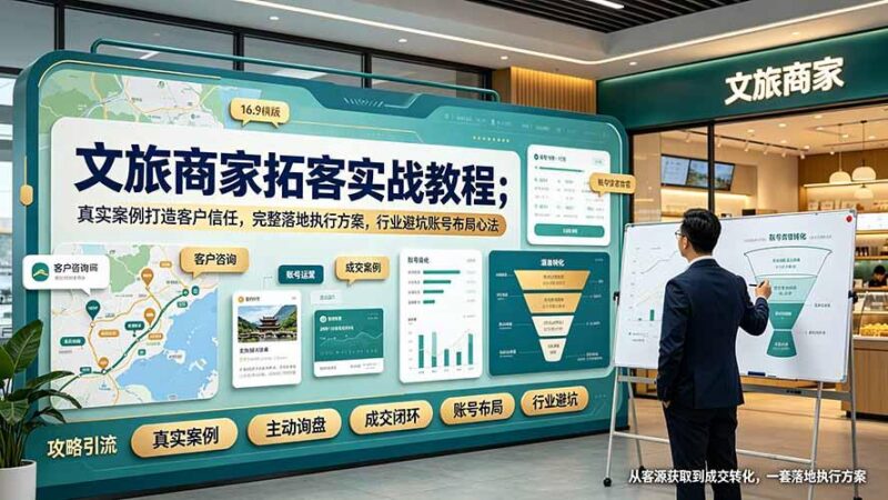 文旅商家拓客实战教程;真实案例打造客户信任,完整落地执行方案,行业避坑账号布局心法 三零资源-三零资源