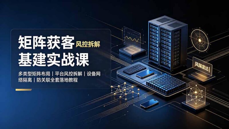 矩阵获客基建实战课：多类型矩阵布局｜平台风控拆解｜设备网络隔离｜防关联全套落地教程-三零资源