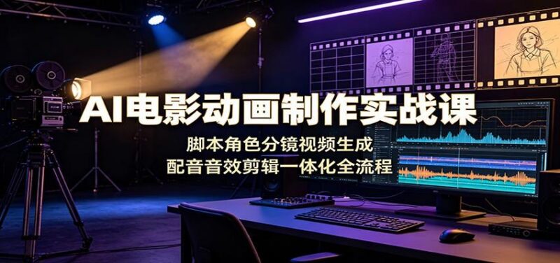 AI电影动画制作实战课：脚本角色分镜视频生成，配音音效剪辑一体化全流程-三零资源