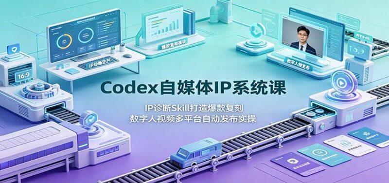 Codex自媒体IP系统课：IP诊断Skill打造爆款复刻，数字人视频多平台自动发布实操-三零资源