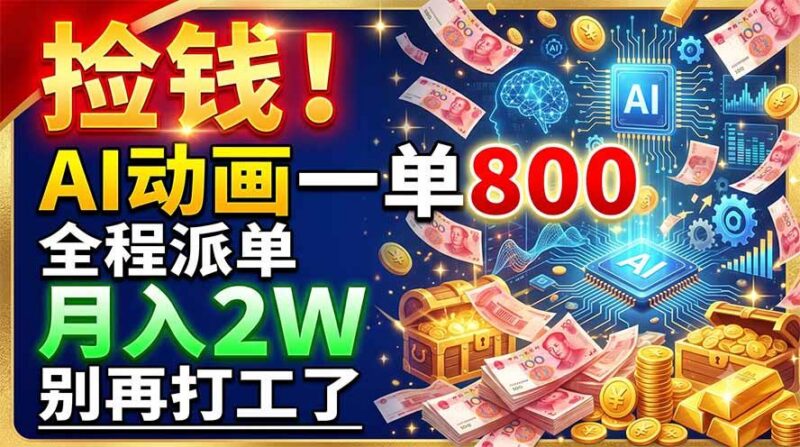 捡钱!AI动画一单800,全程派单,月入2W,别再打工了-三零资源