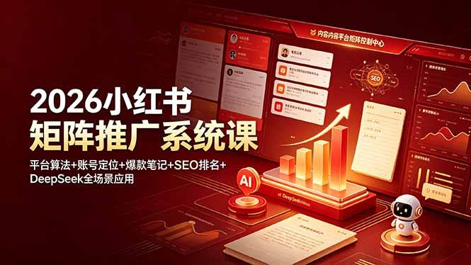 2026小红书矩阵推广系统课:平台算法+账号定位+爆款笔记+SEO排名+DeepSeek全场景应用-三零资源