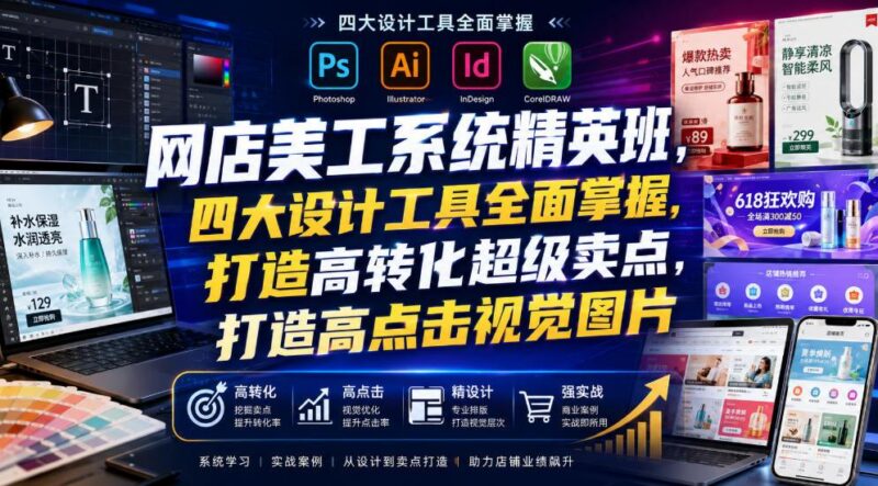 网店美工系统精英班，四大设计工具全面掌握，打造高转化超级卖点，打造高点击视觉图片（2026年7月） 三零资源-三零资源