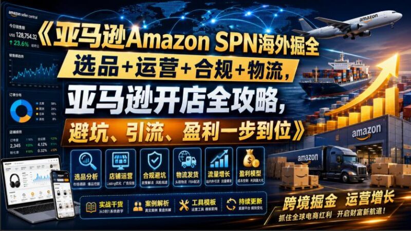 跨境电商Amazon SPN海外掘全,选品+运营+合规+物流,跨境电商开店全攻略,避坑、引流、盈利一步到位 三零资源-三零资源