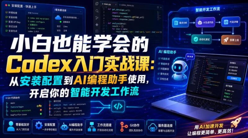 小白也能学会的Codex入门实战课：从安装配置到AI编程助手使用，开启你的智能开发工作流 三零资源-三零资源