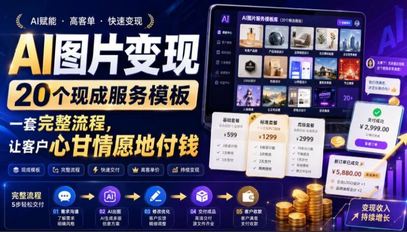 AI图片变现，20个现成服务模板，一套完整流程，让客户心甘情愿地付钱【原创双语字幕】 三零资源-三零资源