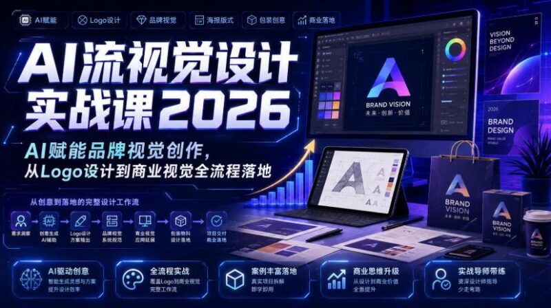 AI流视觉设计实战课2026:AI赋能品牌视觉创作,从Logo设计到商业视觉全流程落地-三零资源