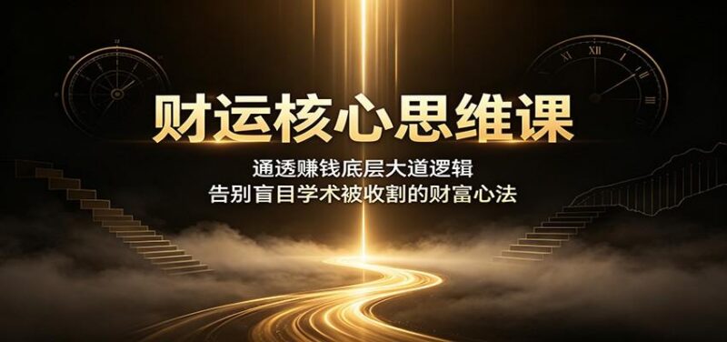 财运核心思维课:通透赚钱底层大道逻辑,告别盲目学术被收割的财富心法 三零资源-三零资源