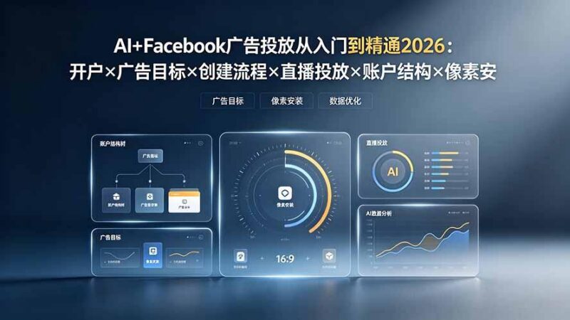 AI+Facebook广告投放从入门到精通2026:开户×广告目标×创建流程×直播投放×账户结构×像素安装×AI赋能 三零资源-三零资源