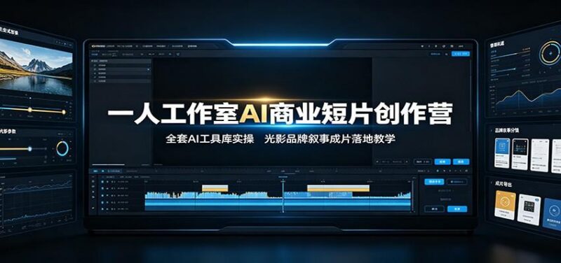 一人工作室AI商业短片创作营：全套AI工具库实操，光影品牌叙事成片落地教学-三零资源