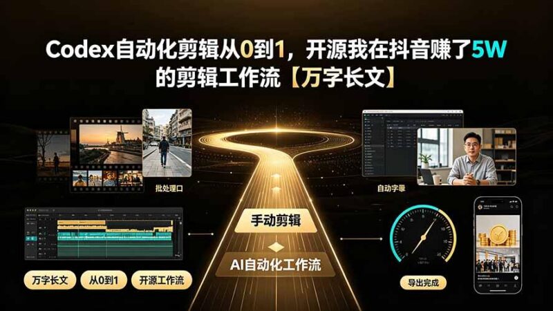 Codex自动化剪辑从0到1,开源我在抖音赚了5W 的剪辑工作流【万字长文】-三零资源