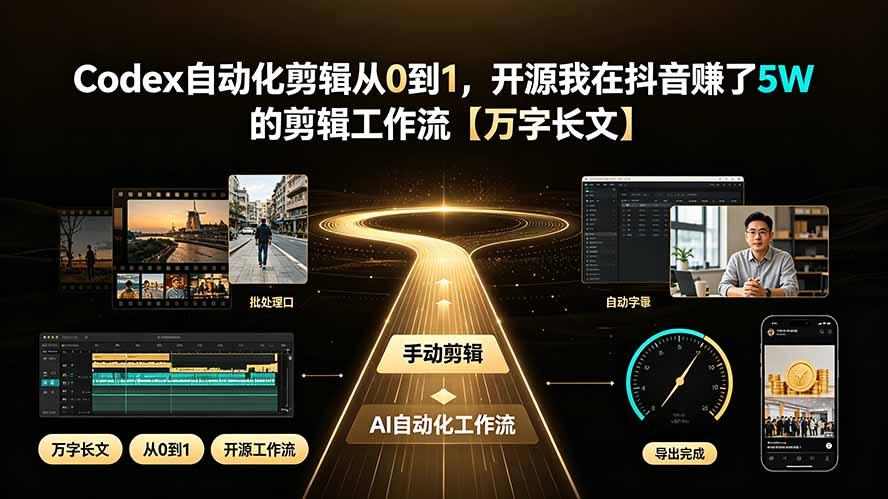 Codex自动化剪辑从0到1,开源我在抖音赚了5W 的剪辑工作流【万字长文】